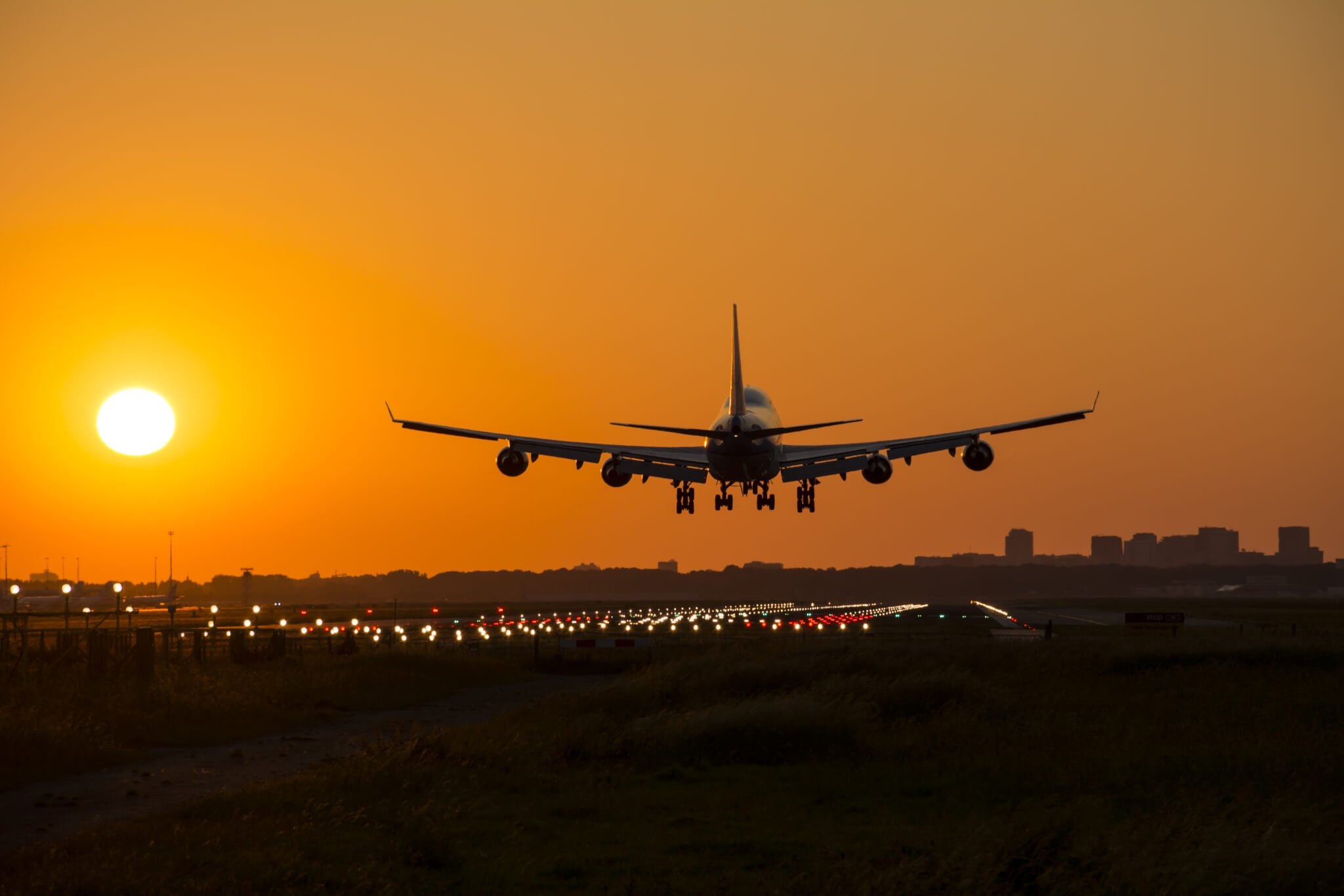 Airplane Sunset landing