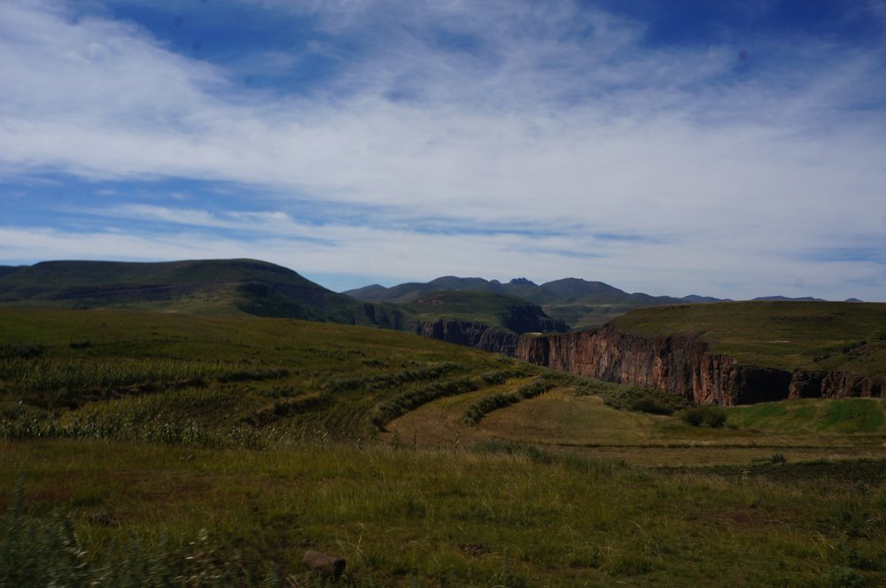 The vast, beautiful, and open Lesotho mountainside.