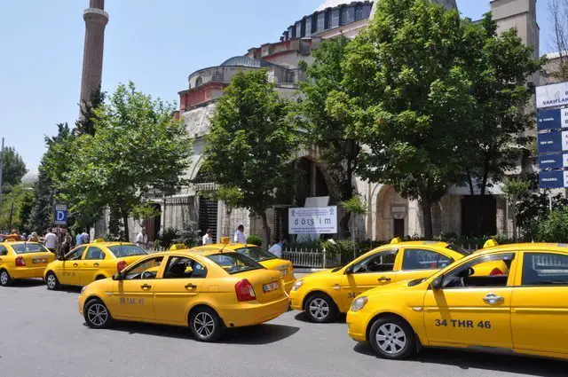 Your standard Istanbul yellow metered taxi.