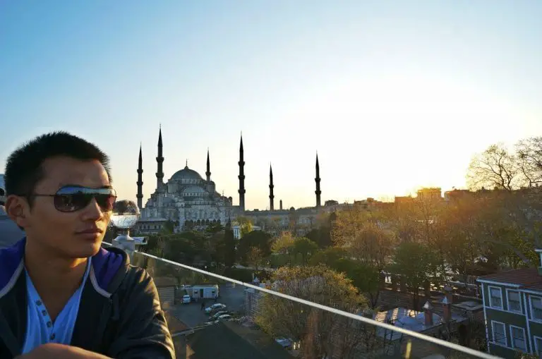 Istanbul blue mosque sunset