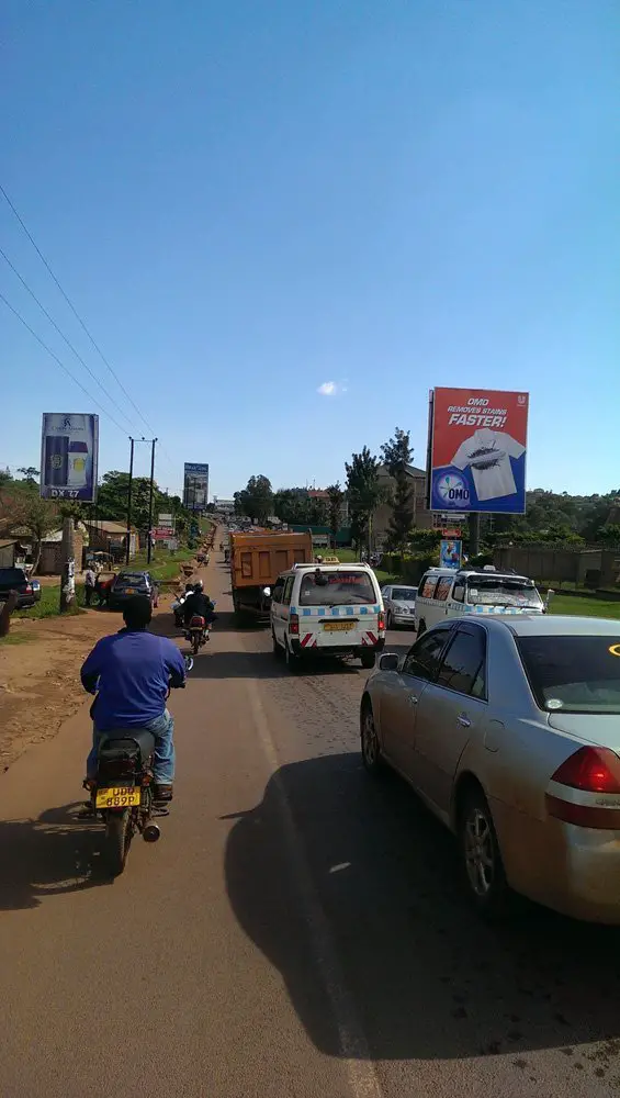 The traffic on the Kampala-Entebbe Airport road. Where a Boda Boda comes in nicely.