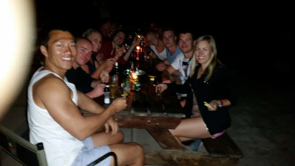 Imbibing heavily at our campsite in Kasane with the group.