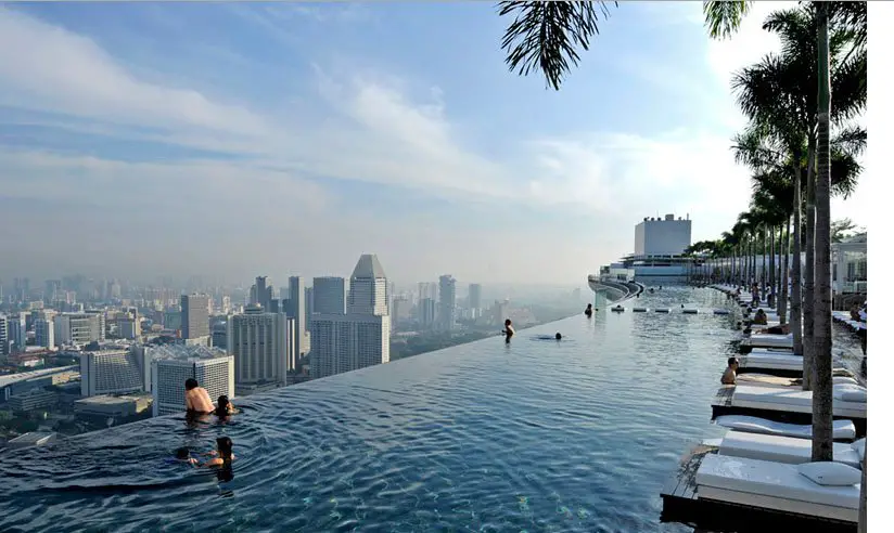 The rooftop pool at the Marina Bay Sands. Staying at the hotel is a necessity.