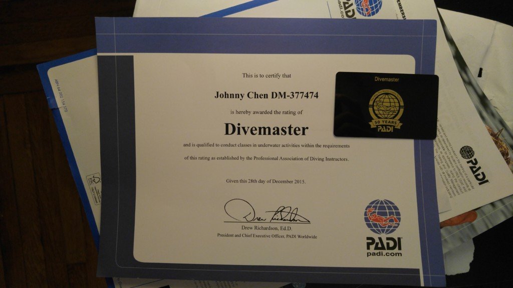 Padi Divemaster card