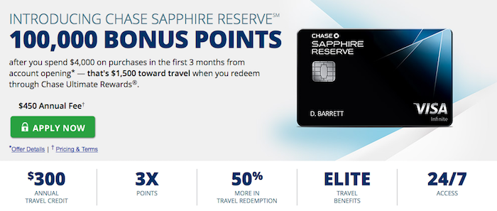 Chase Sapphire Reserve rewards