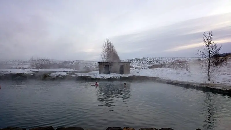 secret lagoon in the winter