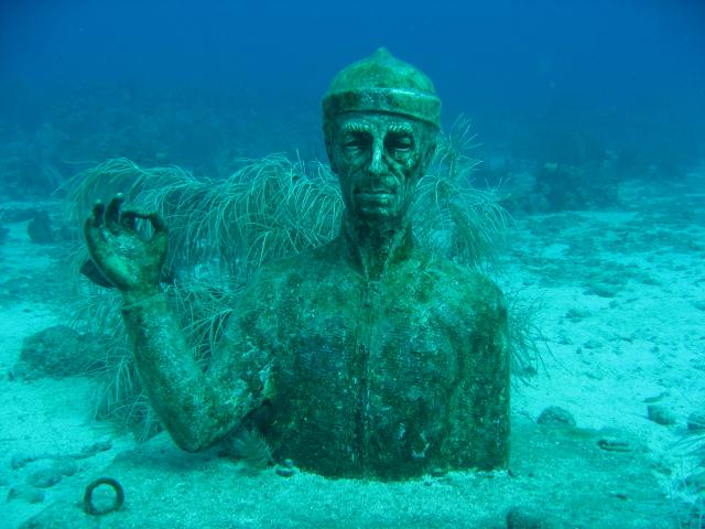cousteau statue in guadeloupe