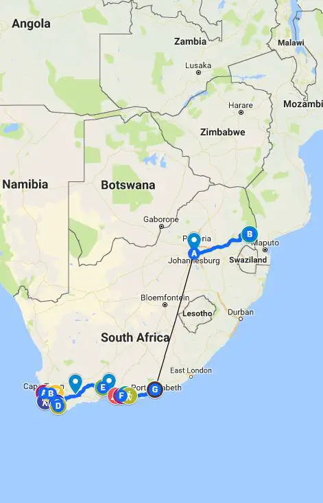 south africa travel itinerary one week two week three week
