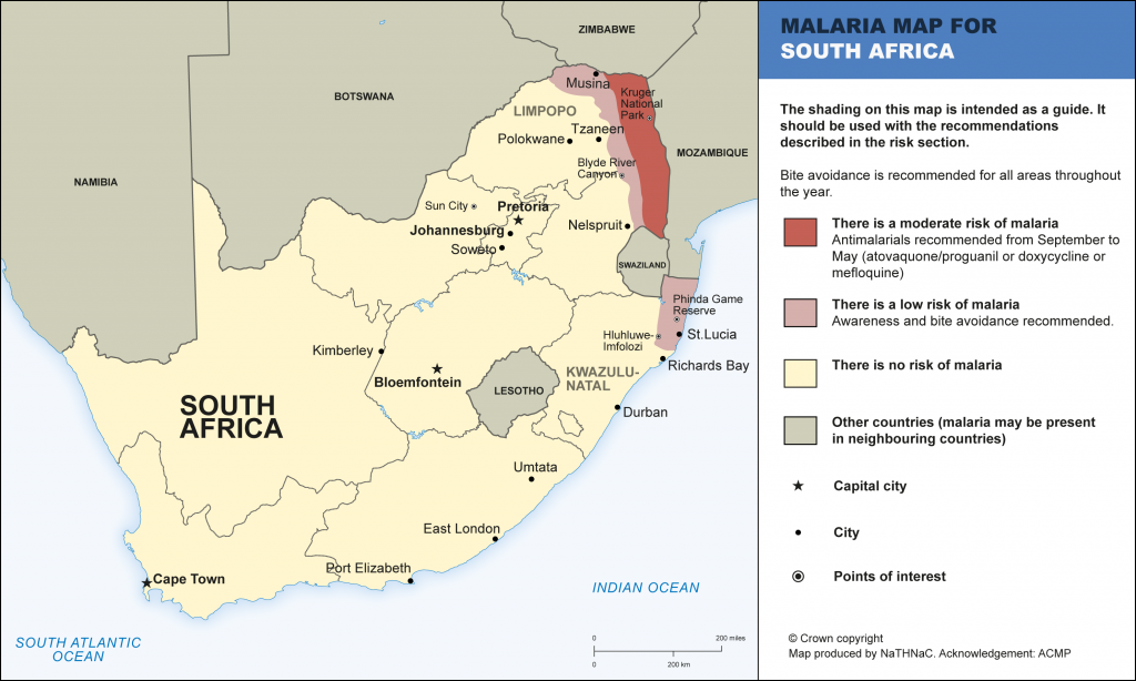 malaria in south africa map