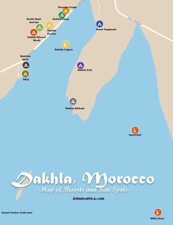 Dakhla morocco map resorts