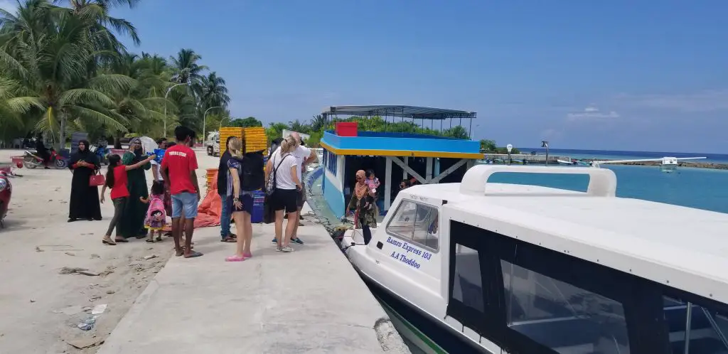Speedboat and local ferries in the Maldives