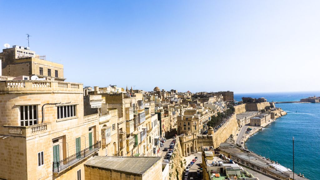 View of the Valletta skyline from the gardens