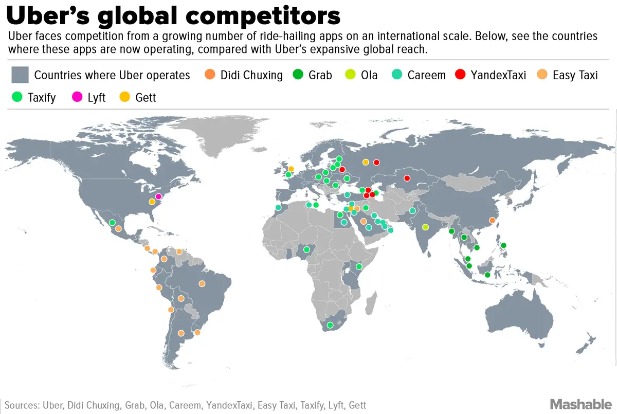 Uber and its competitor apps around the world