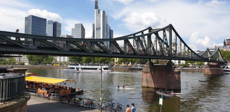 Views of Frankfurt skyline from Sachsenhausen