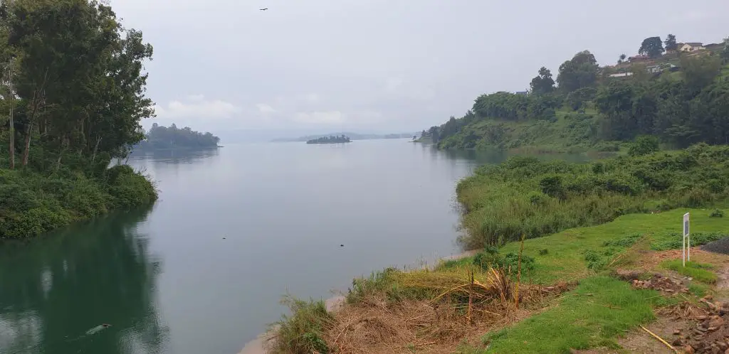 Views of Lake Kivu as we walk from Rwanda to DRC