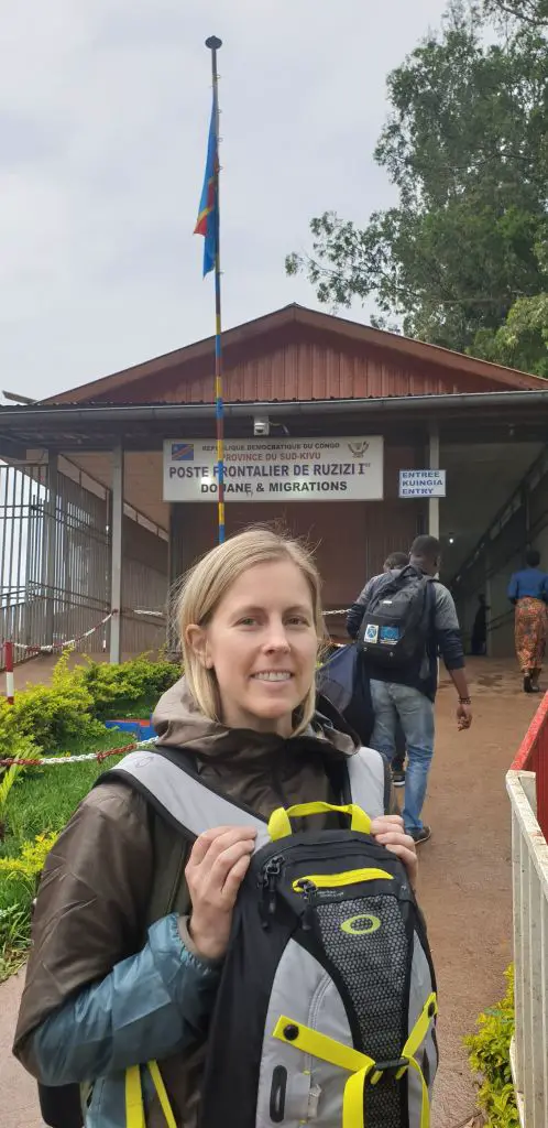Entering the immigration office at the DRC side