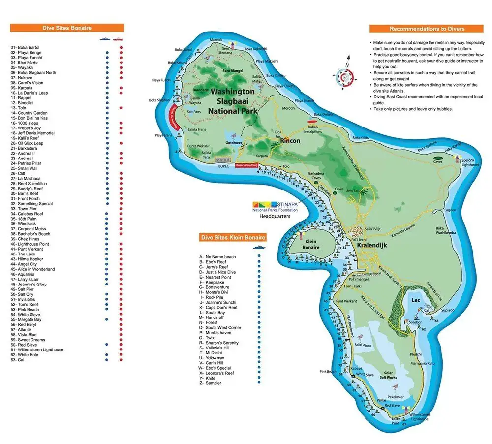 map of bonaire dive sites