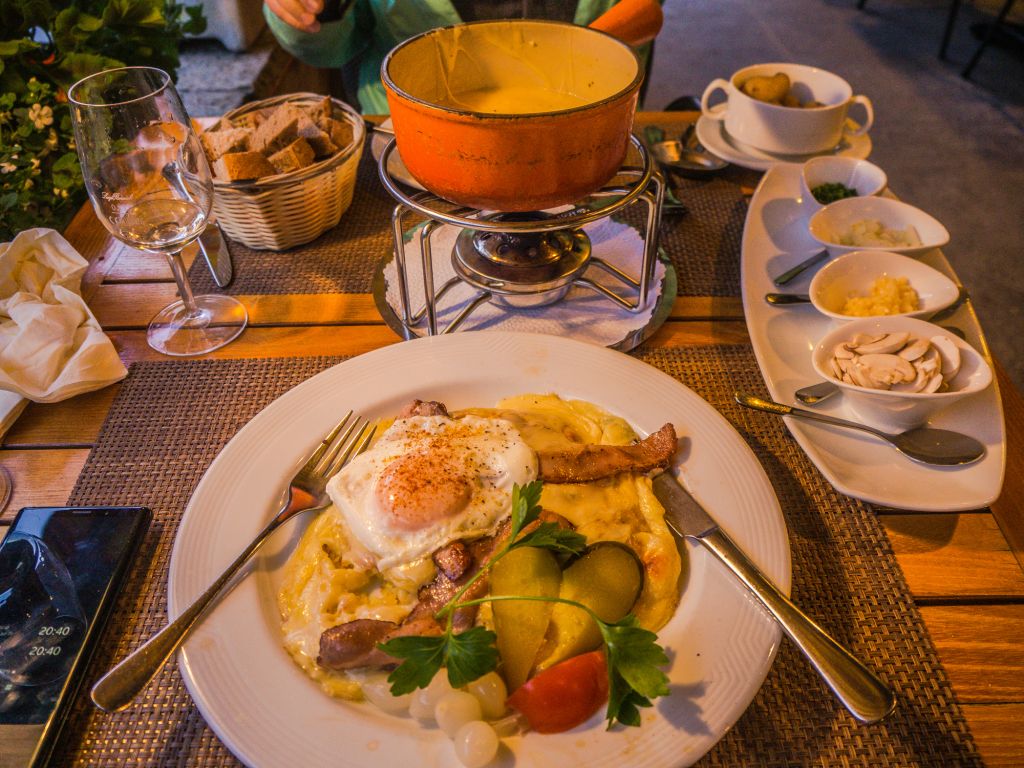 Swiss fondue and rosti!