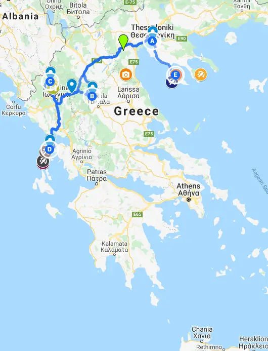 Northern Greece road trip itinerary 