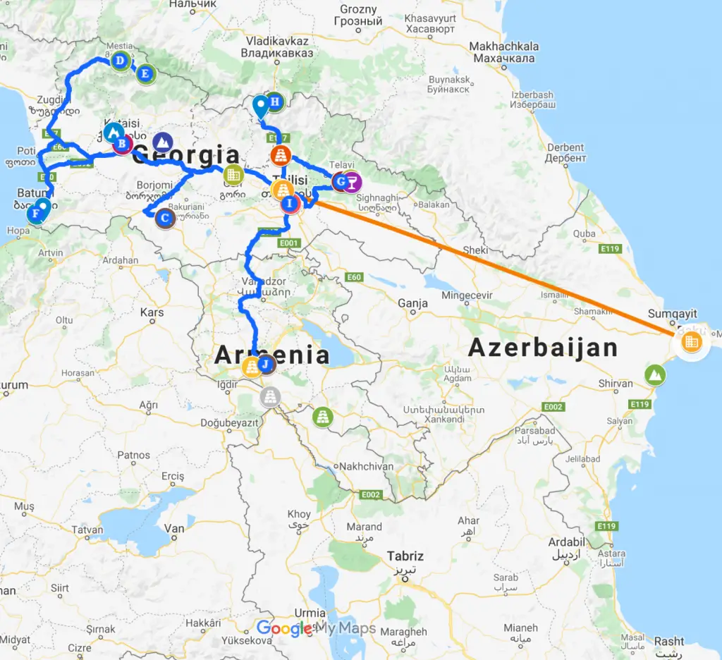 Caucasus travel itinerary georgia azerbaijan armenia