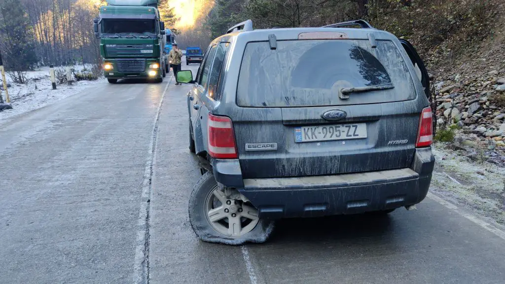car crash georgia svaneti ice road