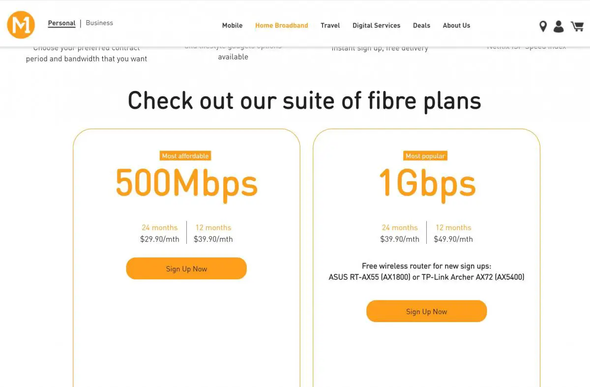 M1 broadband internet prices