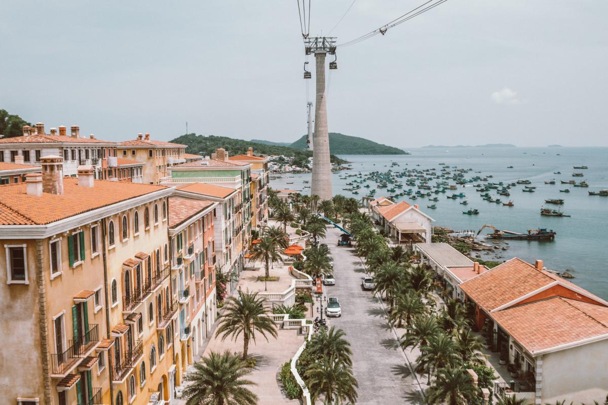 Mediterranean italian town in phu quoc vietnam cable car