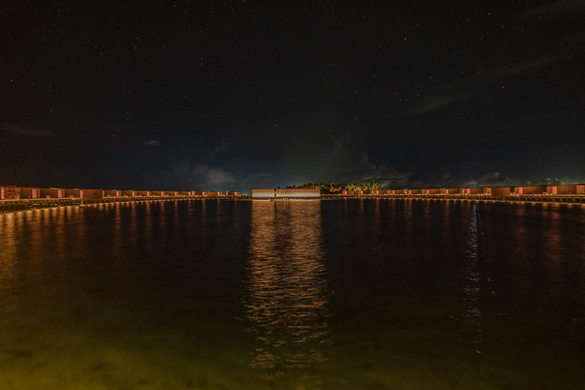 Ritz Carlton Maldives at night