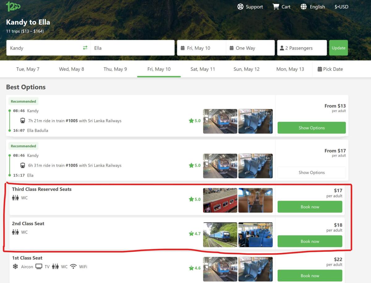 booking train ticket kandy to ella sri lanka