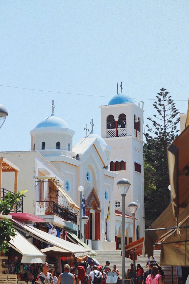 tourist visiting old town on kos island