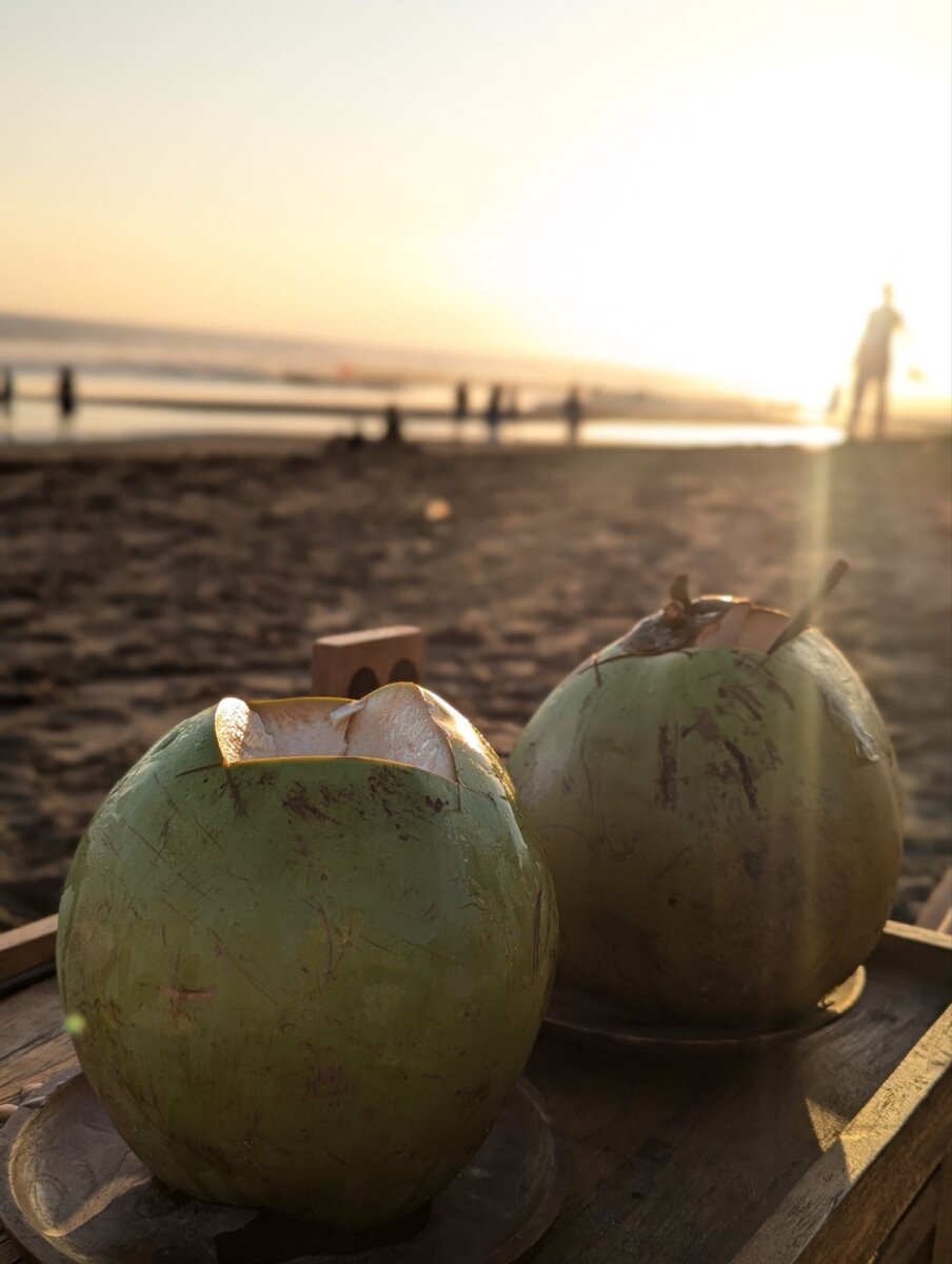 Bali echo beach sunset coconut